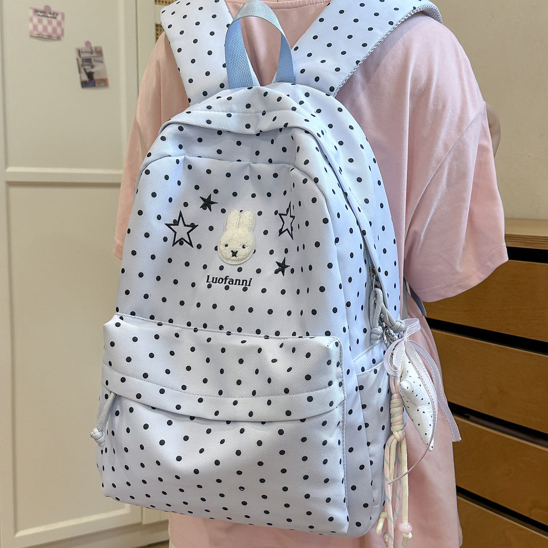 Polka Dot Rucksack mit süßen Figurenakzenten Karnz