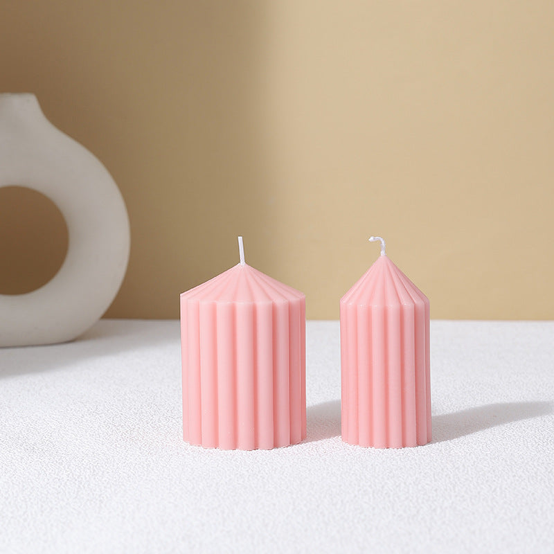 Vertikal-gerippte dekorative Säulenkerzen-Duo