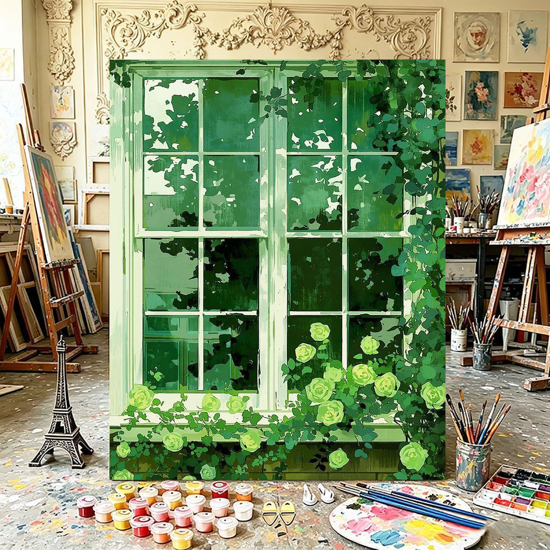 Botanische Fenster Leinwandkunst Karnz