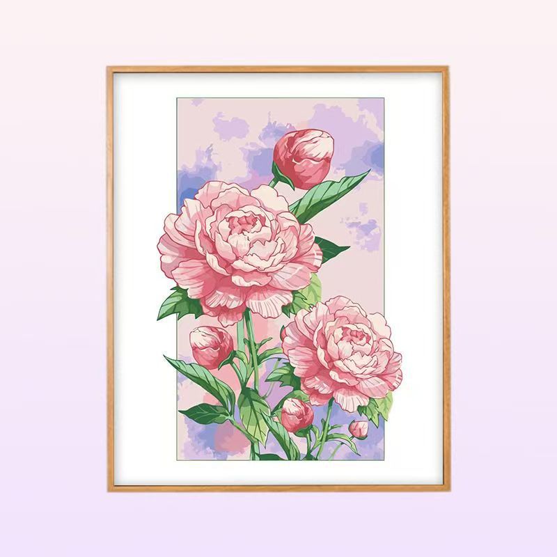 Floral Peony Illustration Wandkunst Karnz