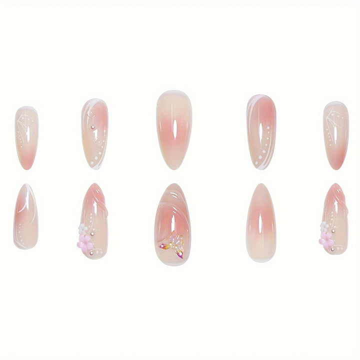 Künstlerisch Infundierte Florale Press-On Nagelset Karnz