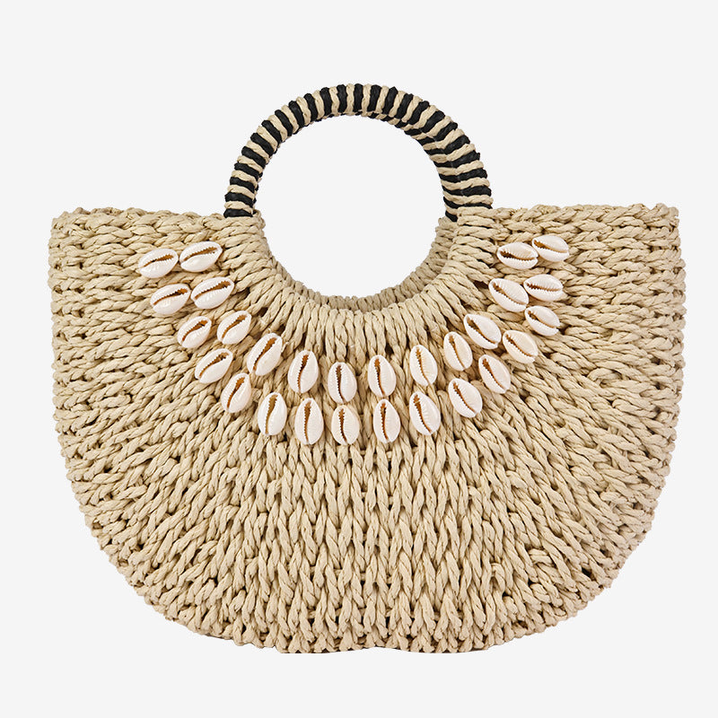 Damen Exklusive Korbtasche mit Muscheldekor Karnz