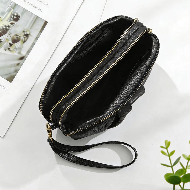 Strukturierte Leder Reißverschluss Clutch Geldbörse Karnz