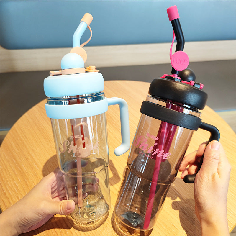 Damen praktische Trinkflasche mit integriertem Strohhalm Karnz