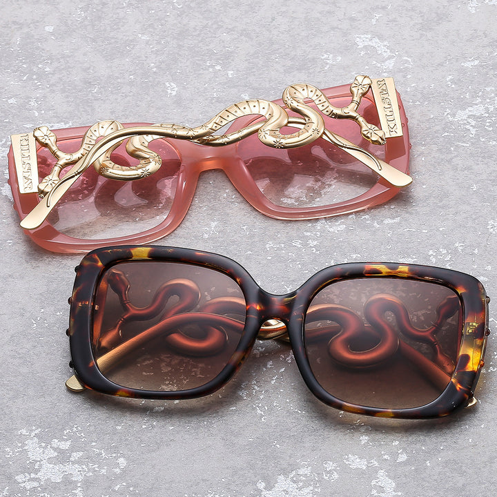 Damen extravagante Designer-Sonnenbrille mit luxuriösem Schlangenrahmen Karnz