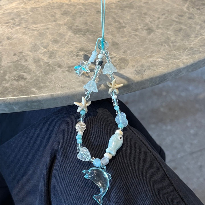 Delfin und Seestern Perlen Charm Halskette Karnz