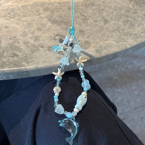 Delfin und Seestern Perlen Charm Halskette Karnz