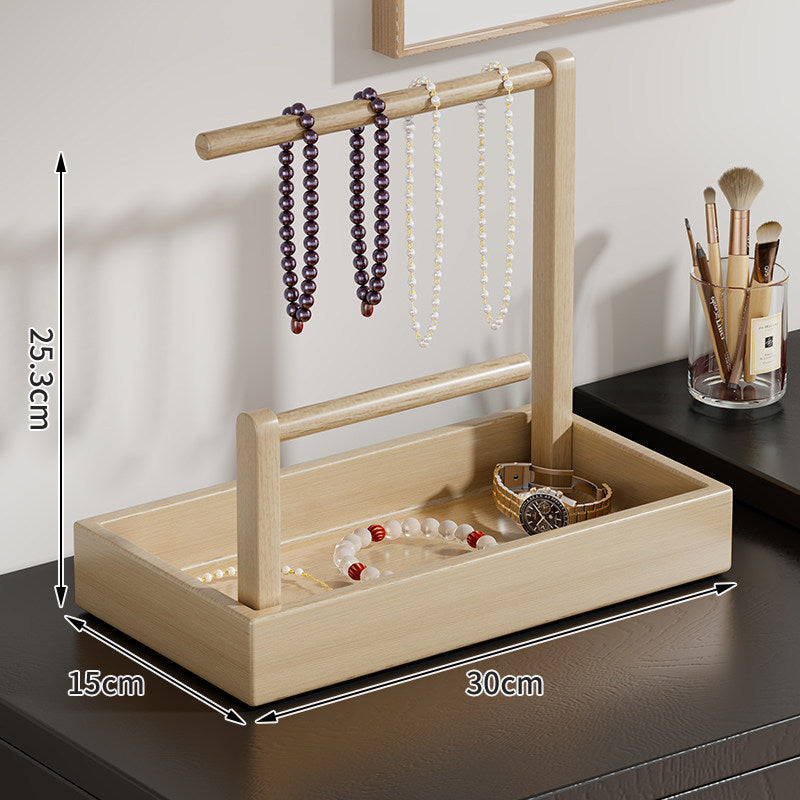 Holz Schmuck Organizer mit zwei Ebenen und Aufhängebügeln