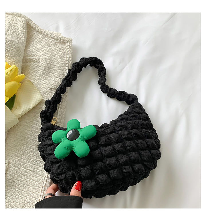 Blumige Akzent Texturierte Handtasche