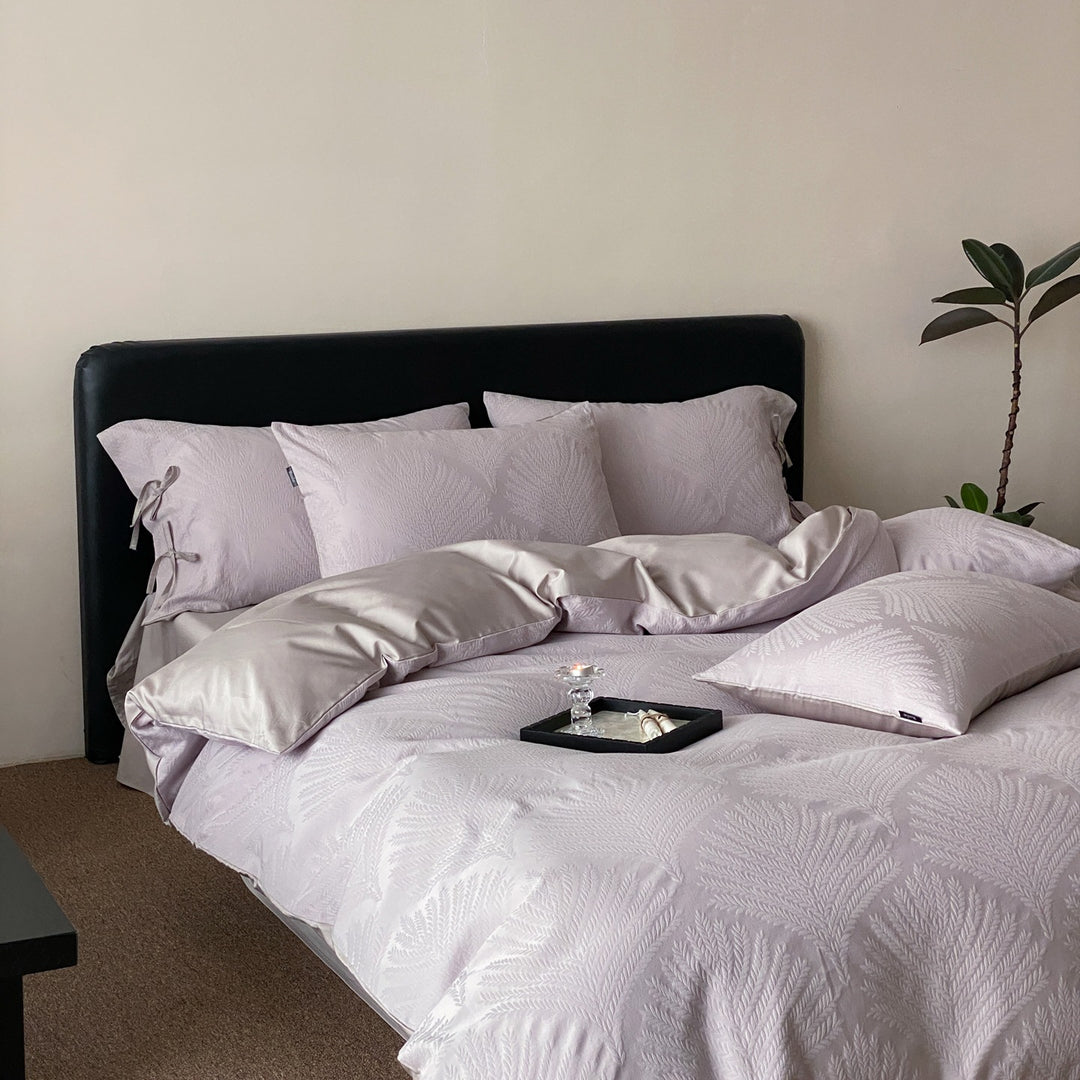 Luxus Jacquard Baumwolle Bettbezugset mit Satin Kissenbezügen