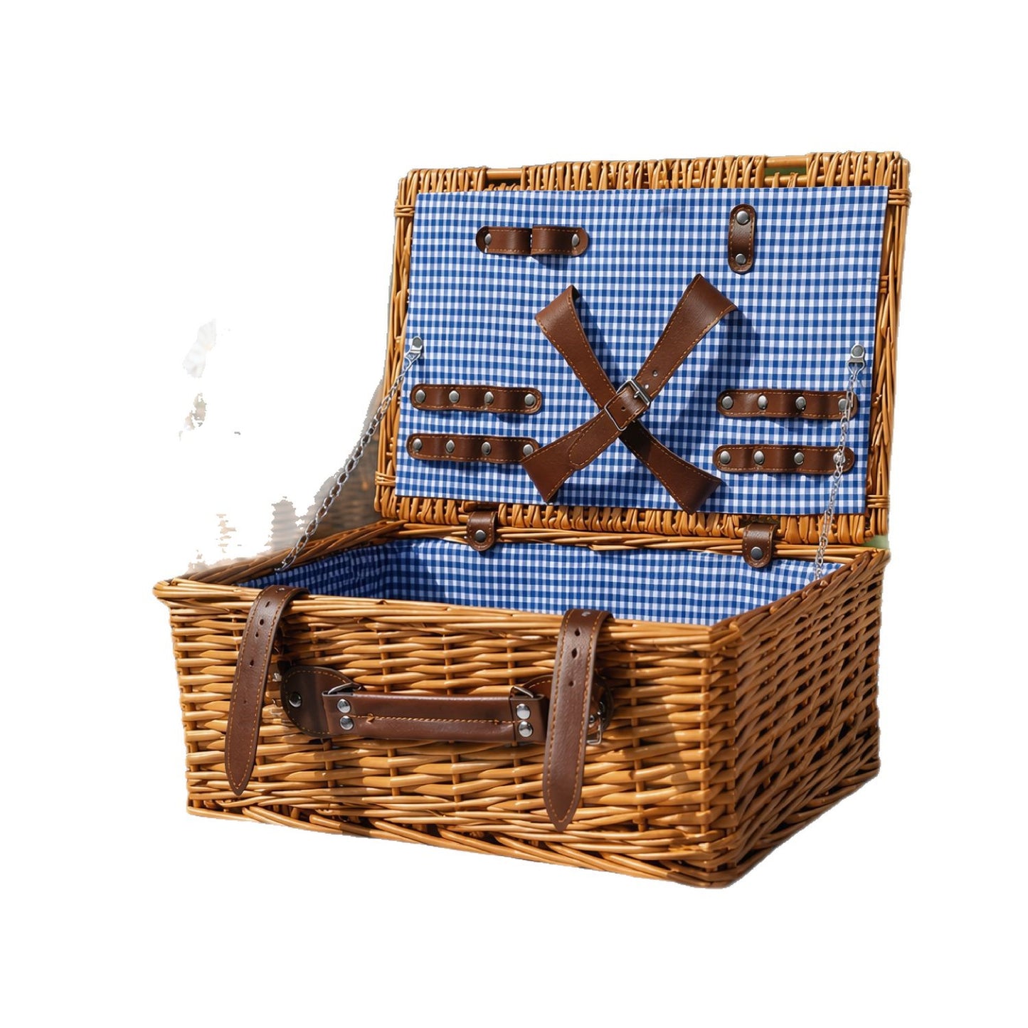 Damen Luxus Picknickkorb mit versetztem Geschirrfach und floralem Innenfutter Karnz