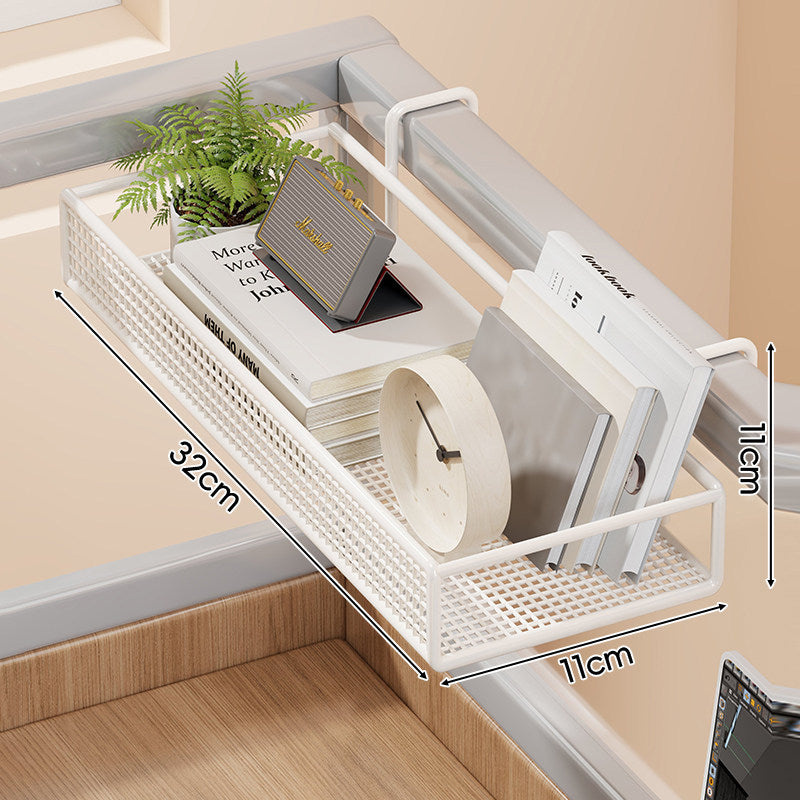 Clamp-On-Mesh-Schreibtisch-Trennwand-Regal-Organizer mit Rautenschale und Überkantenhaken