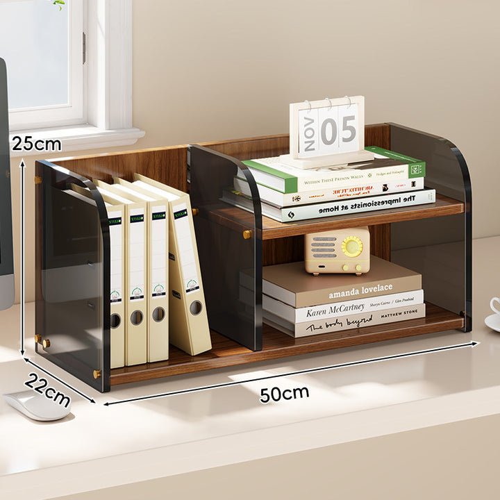 Gekrümmtes Acrylpanel Dual-Compartment Schreibtisch Buch- und Dokumentenorganisator