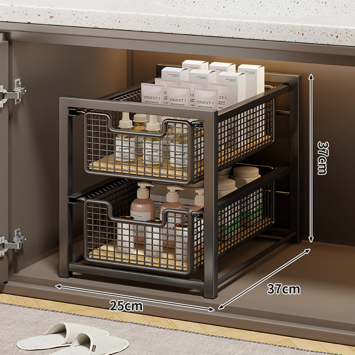Unter-Schrank Gleitender Drei-Ebenen Mesh Korb Organizer mit Abnehmbaren Behältern