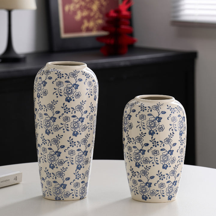 Dekorative Keramikvase mit floralen Muster Karnz