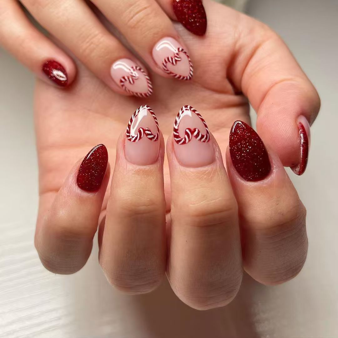 Festliches Zuckerstangen-Nagelkunst-Set