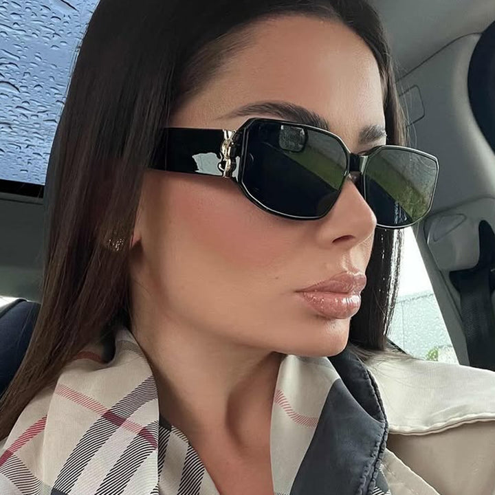 Damen modische Sonnenbrille mit eckigem Design und luxuriösen Details Karnz