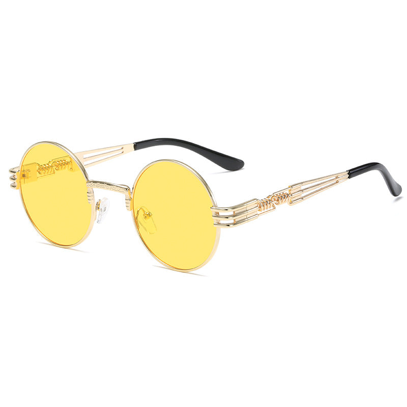 Damen Retro-Inspirierte runde Sonnenbrille mit einzigartigem Metallrahmen Karnz