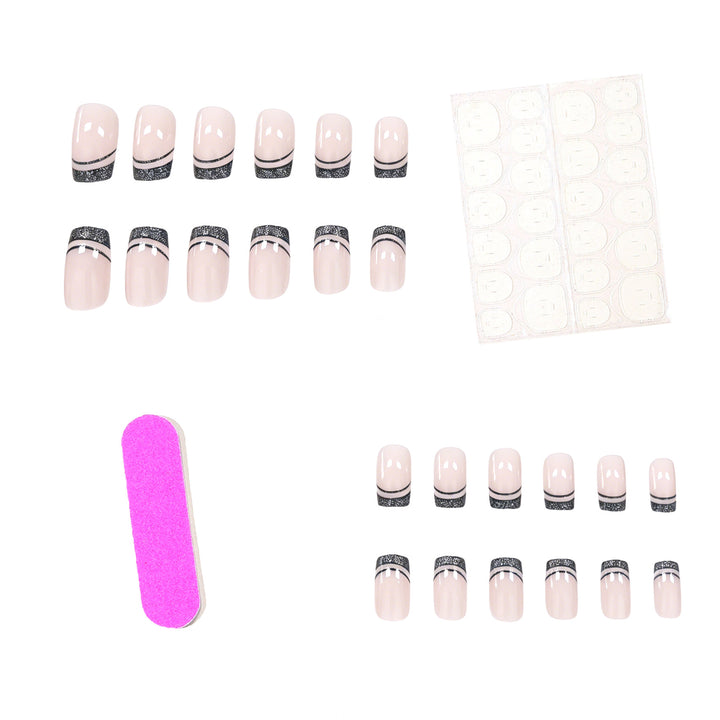 Elegante Glitzernde French Tip Nagelkunst Karnz