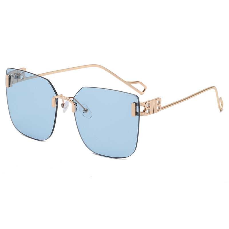 Damen elegante quadratische Sonnenbrille mit goldfarbenem Metallrahmen Karnz