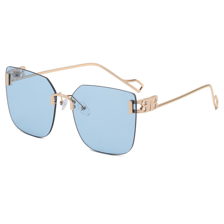 Damen elegante quadratische Sonnenbrille mit goldfarbenem Metallrahmen Karnz