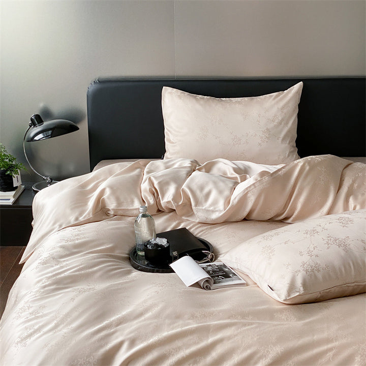 Luxuriöse Satin-Bettwäschegarnitur mit Jacquard-Leopardenmuster und seidig-mattem Finish