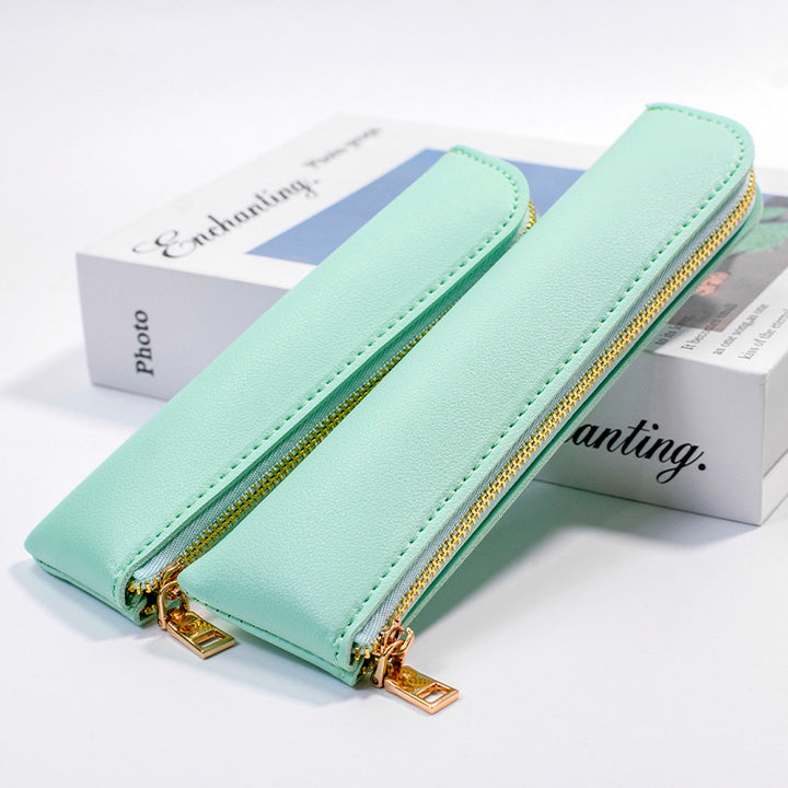 Premium Leder Reißverschluss Bleistift Etui Karnz