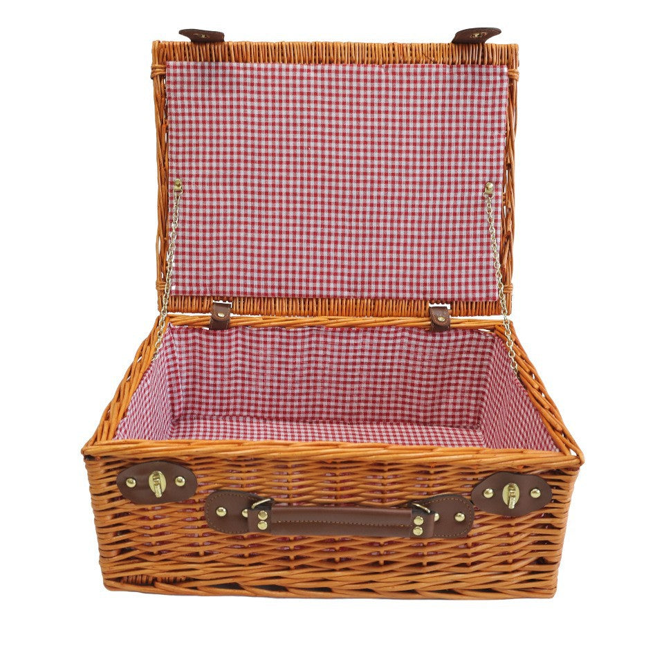 Damen Picknickkorb mit herausnehmbaren Fächern und stilvollem Karostoff Karnz