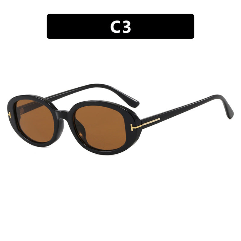 Damen stilvolle ovale Sonnenbrille mit goldenen Details Karnz