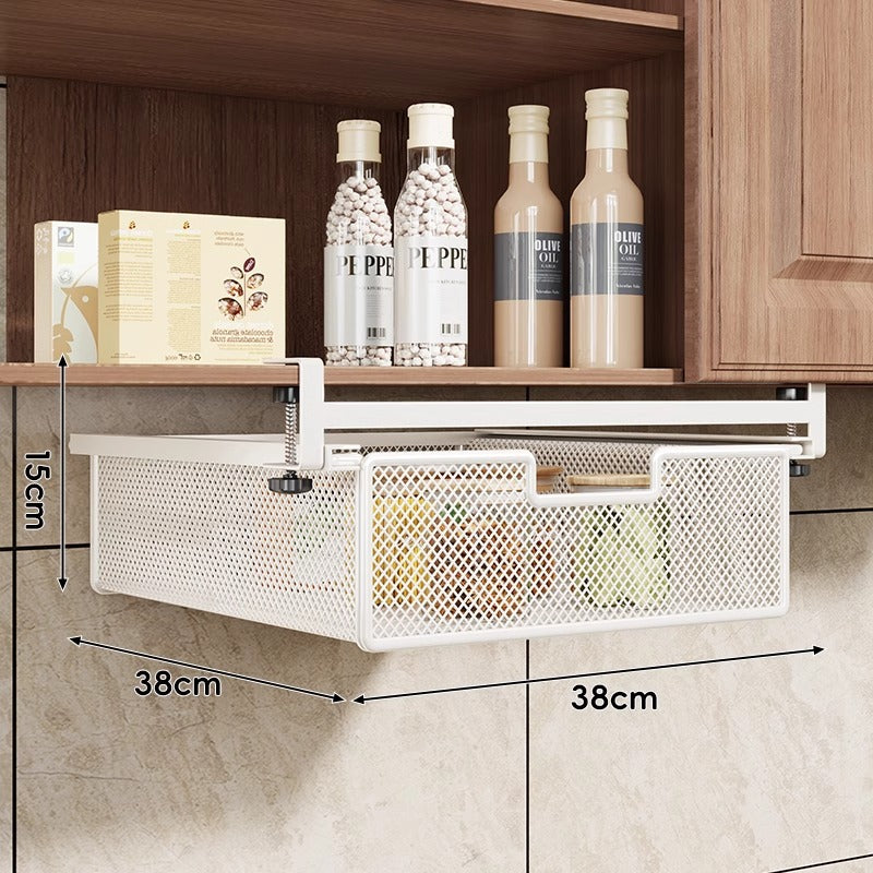 Unterregal Ausziehbarer Metallgitter Pull-Out Aufbewahrungsdrawer mit verstellbarem Klemmen