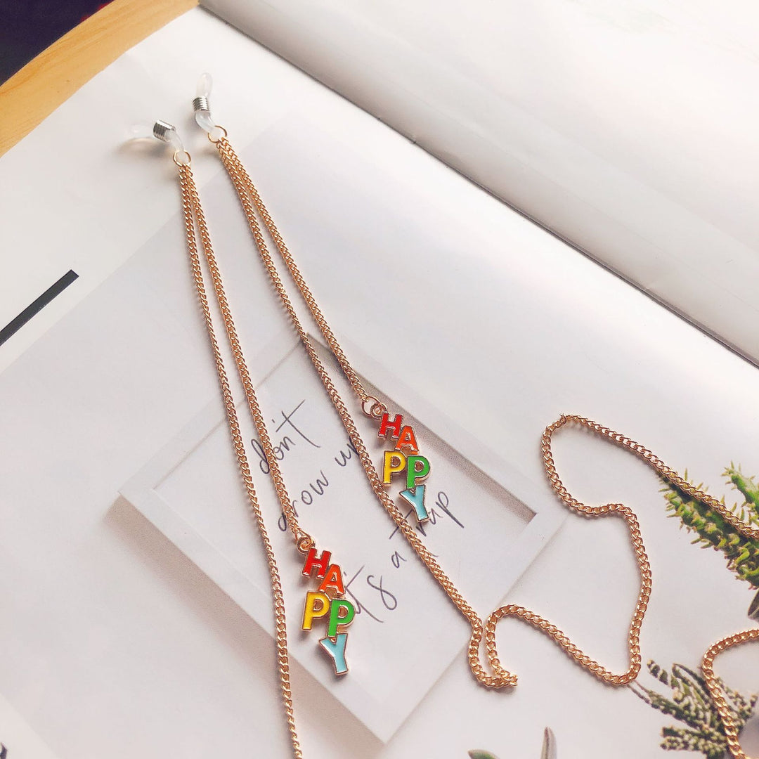 Stylische Dual Charm Brille Kette Karnz