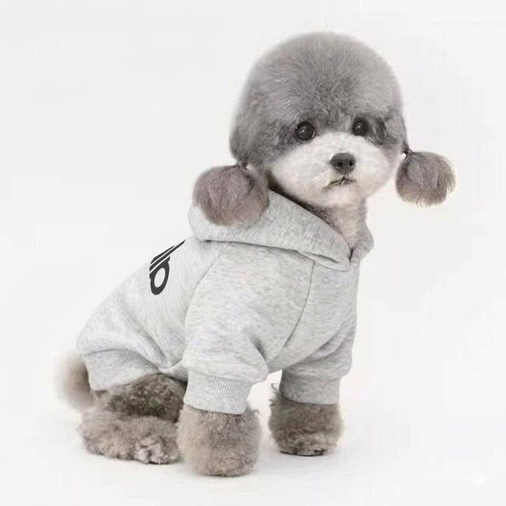 Kleine Hund Baumwollmischung Kapuzenpullover Sweatshirt mit gerippten Bündchen und Logo-Druck