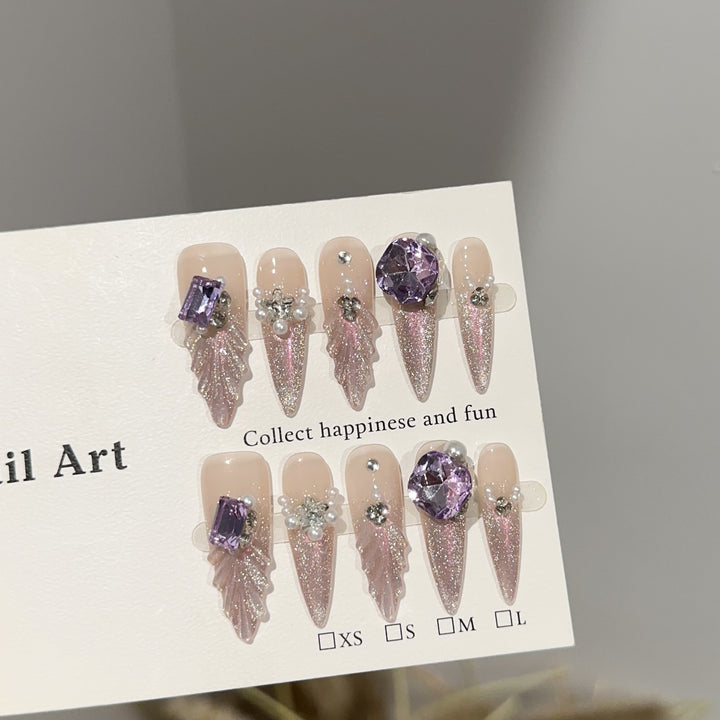 Glamourös Glitzerndes Press-On Nagelkunst Set