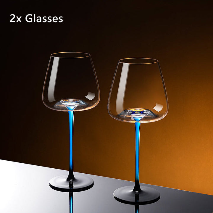 Kristallglas Blau Stiel Burgunder Weinglas Mit Blauem Berg Weinkaraffen Sets | Karnz