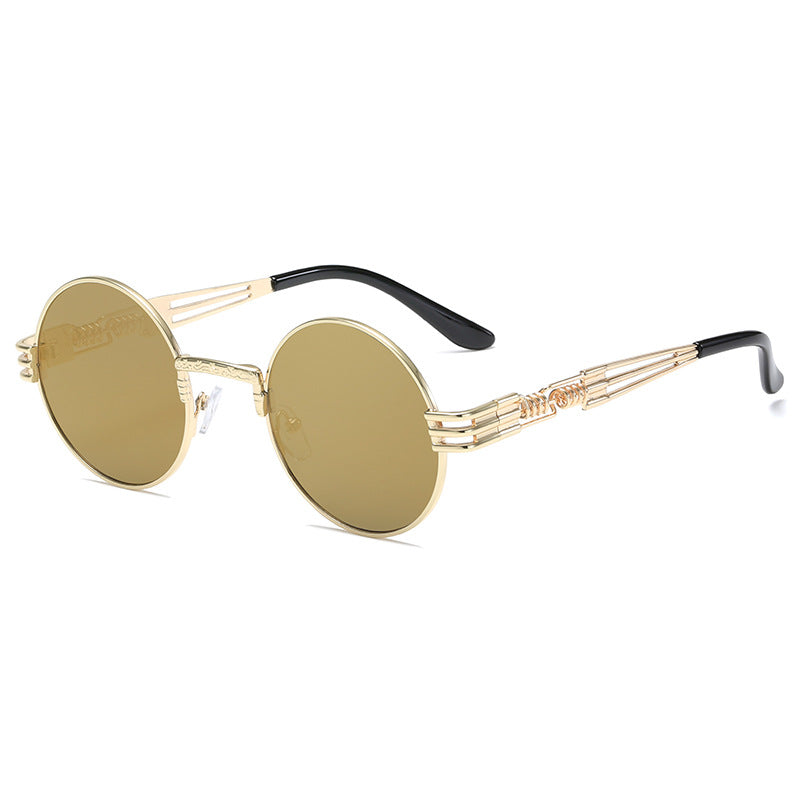 Damen Retro-Inspirierte runde Sonnenbrille mit einzigartigem Metallrahmen Karnz