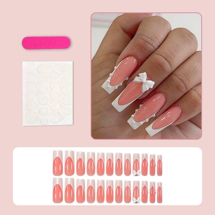 Kunstnagelset mit eleganten 3D-Schleifen und hochwertigen Dekoren Karnz