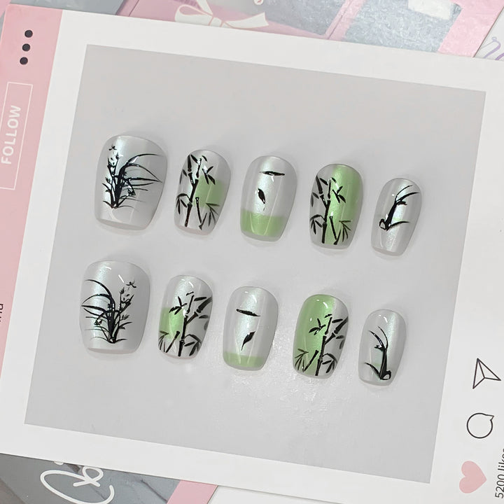 Künstliche Nagelspitzen mit Bambus-Design Karnz