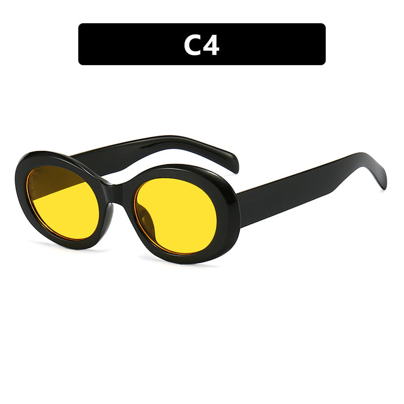 Damen modische Sonnenbrille im originellen Ovaldesign mit transparentem Rahmen und UV-Schutz Karnz