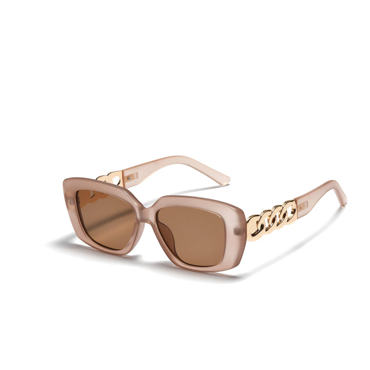 Damen elegante quadratische Sonnenbrille mit goldverziertem Rahmen Karnz