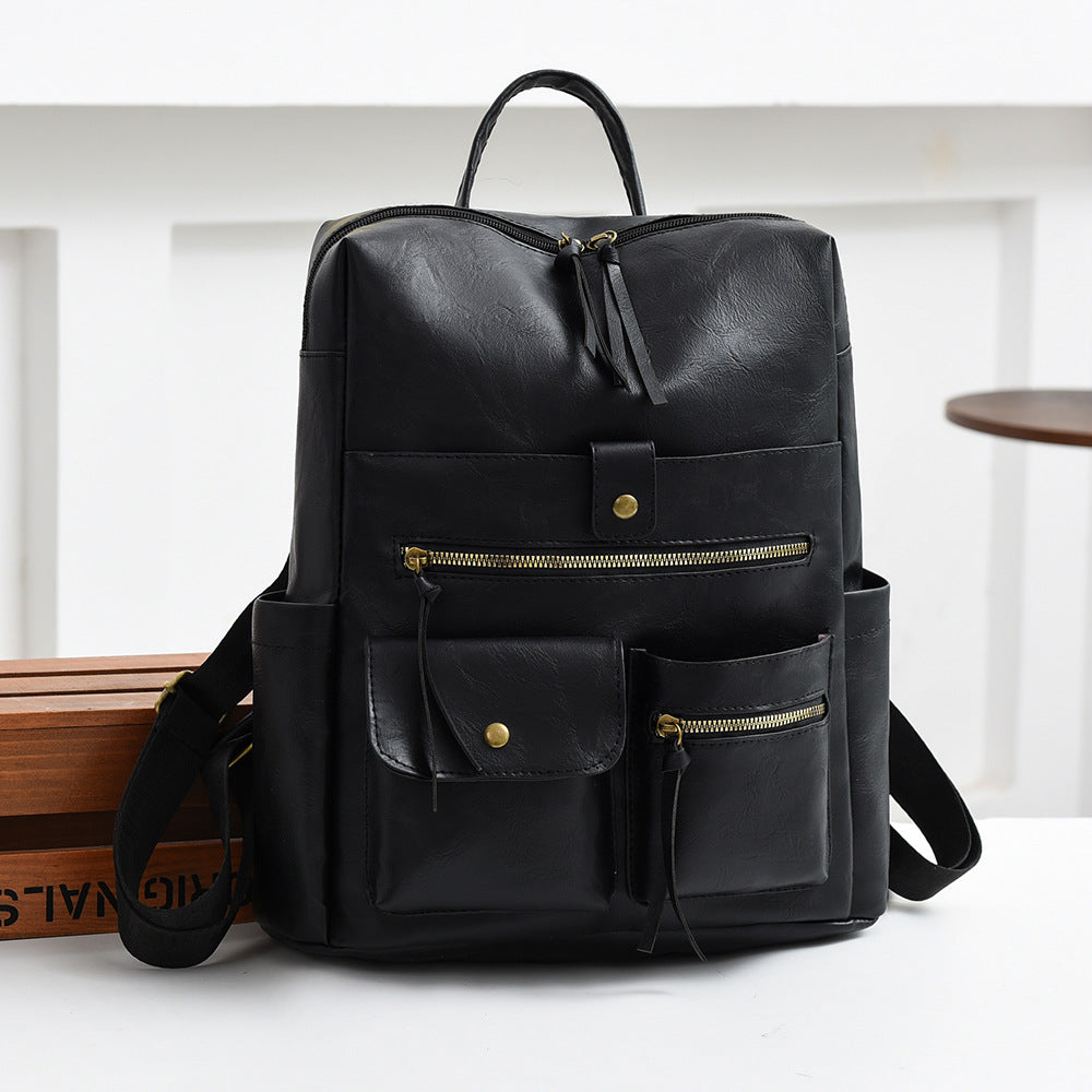 Stilvoller Multi-Taschen Kunstleder Rucksack Karnz