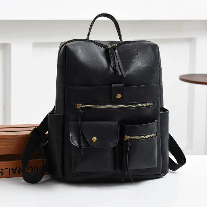 Stilvoller Multi-Taschen Kunstleder Rucksack Karnz