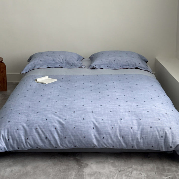 Bestickte Leinen-Feeling Wendemantel Set mit Mini-Punkt-Stich