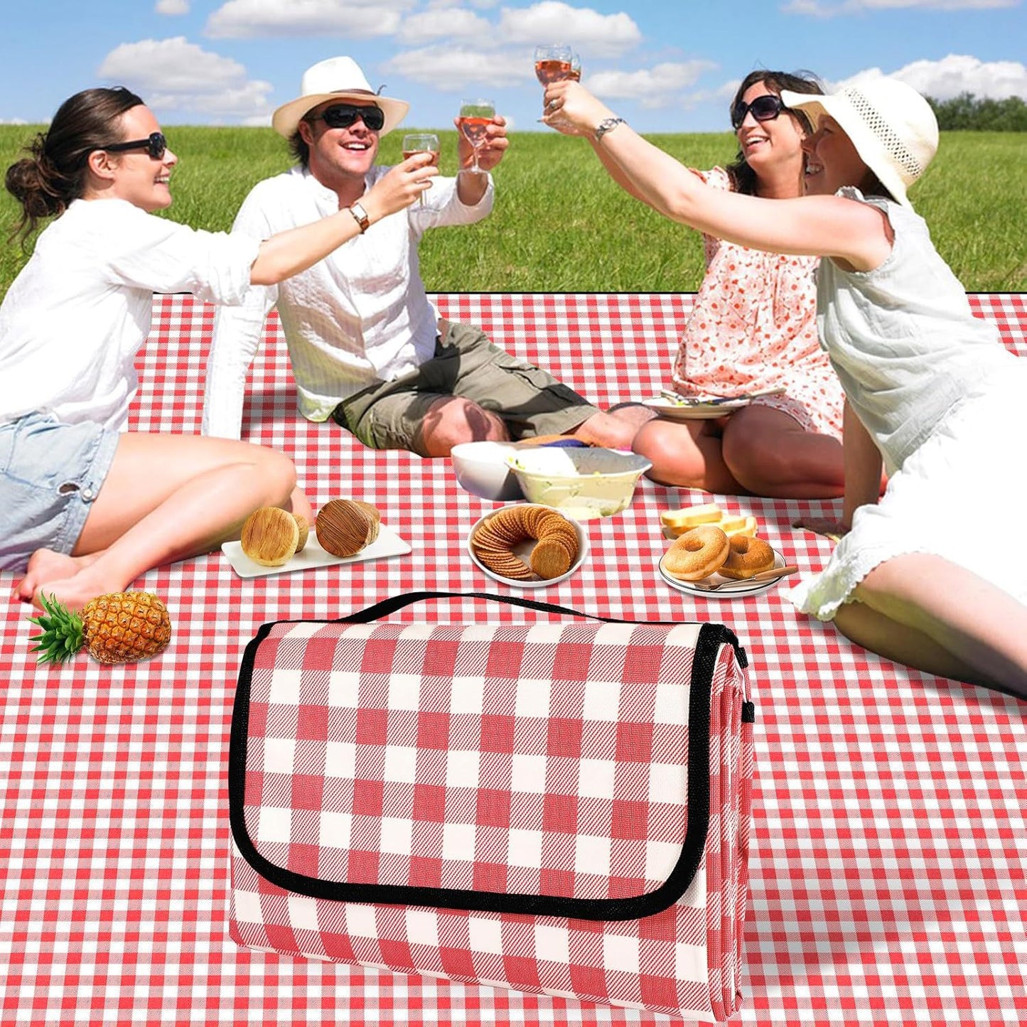 Damen Faltbare Picknickdecke mit Tragetasche Karnz