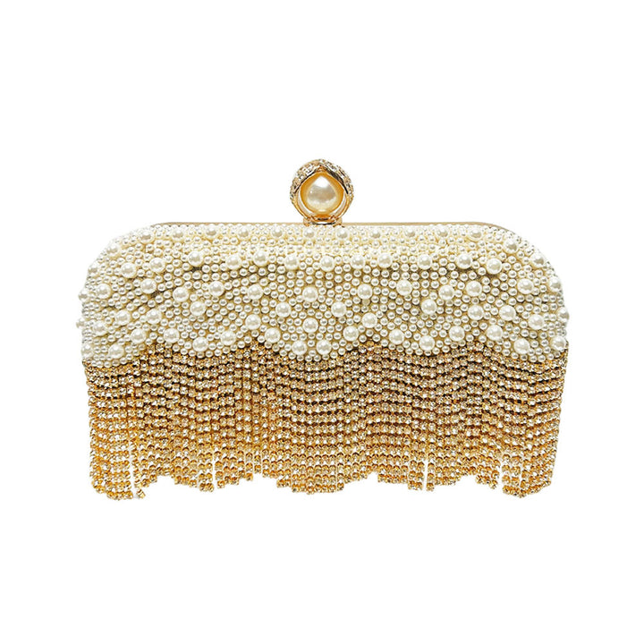 Elegante Perlen- und Kristall-Abendhandtasche