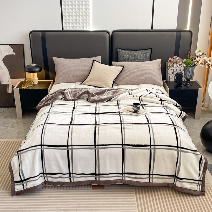 Blumengemusterte Fleece-Wurfdecke Karnz