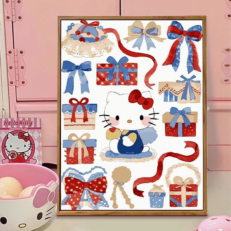 Hello Kitty-Themen Illustration Leinwand Kunst Karnz