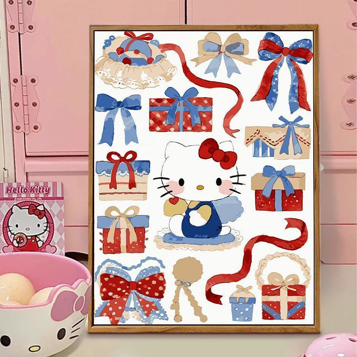 Hello Kitty-Themen Illustration Leinwand Kunst Karnz
