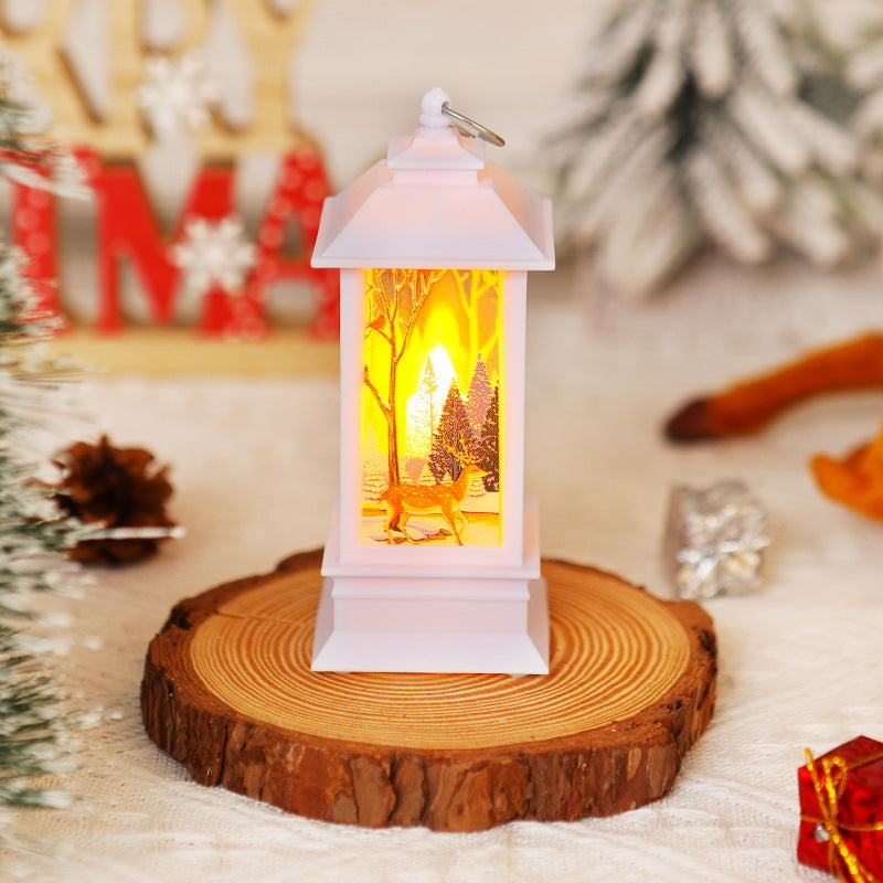 Nostalgische LED Weihnachtslaterne mit beweglichem Santa-Motiv Karnz