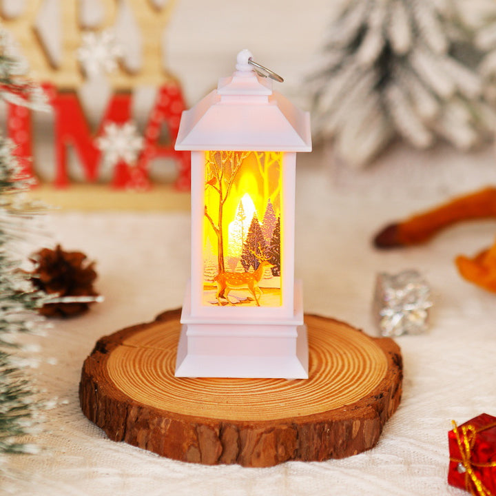 Nostalgische LED Weihnachtslaterne mit beweglichem Santa-Motiv Karnz