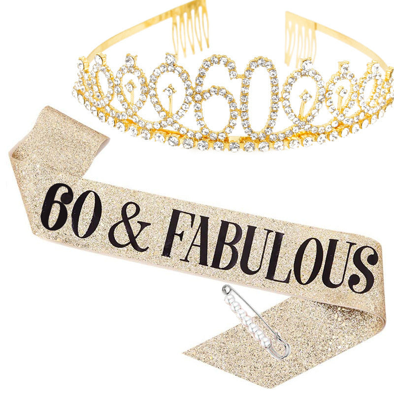Damen Kristallgeburststags-Tiara und Schärpe-Set Karnz